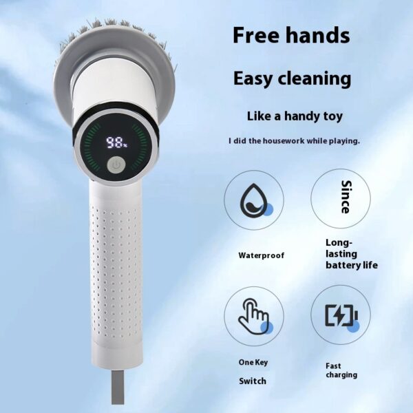 Multifunctional Smart Display Electric Cleaning Brush Wireless Kitchen Sink Cleaning Brush Waterproof Electric Pot Brush Cleaning Tool - Image 6